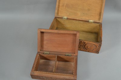 Lot 157 - Tow carved Indian hardwood boxes