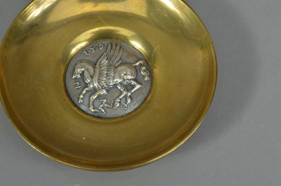 Lot 159 - A Greek silver and brass dish
