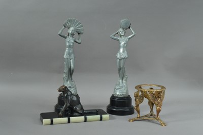 Lot 162 - Two Art Nouveau style metal scultpures of 1920's women
