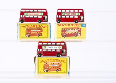 Lot 297 - Three Boxed Matchbox Lesney 1-75 Series 5d Routemaster Bus Models