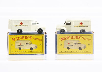 Lot 303 - Two Boxed Matchbox Lesney 14c Lomas Ambulance Models From The 1-75 Series