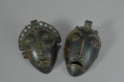 Lot 167 - Two Benin style bronzed masks