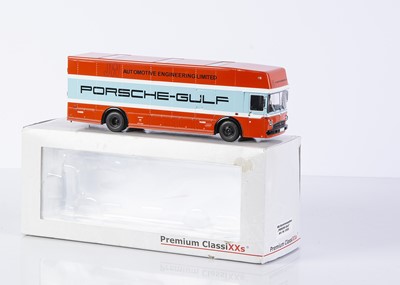 Lot 395 - Premium ClassiXXs 1:43 Mercedes-Benz "Porsche-Gulf" Renntransporter