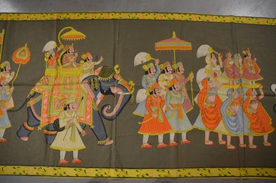 Lot 250 - A 20th century Indian hand painted wall hanging