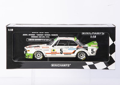 Lot 417 - Minichamps 1:18 BMW 3.0 CSL Assoc. Interim Chavan/Detrin/Demuth Winners 24h Spa 1976