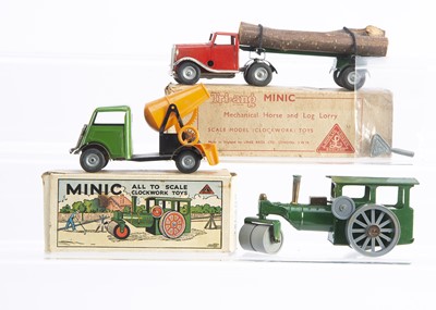 Lot 649 - A Boxed Tri-ang Minic 74M Mechanical Horse & Log Lorry With Long Bonnet