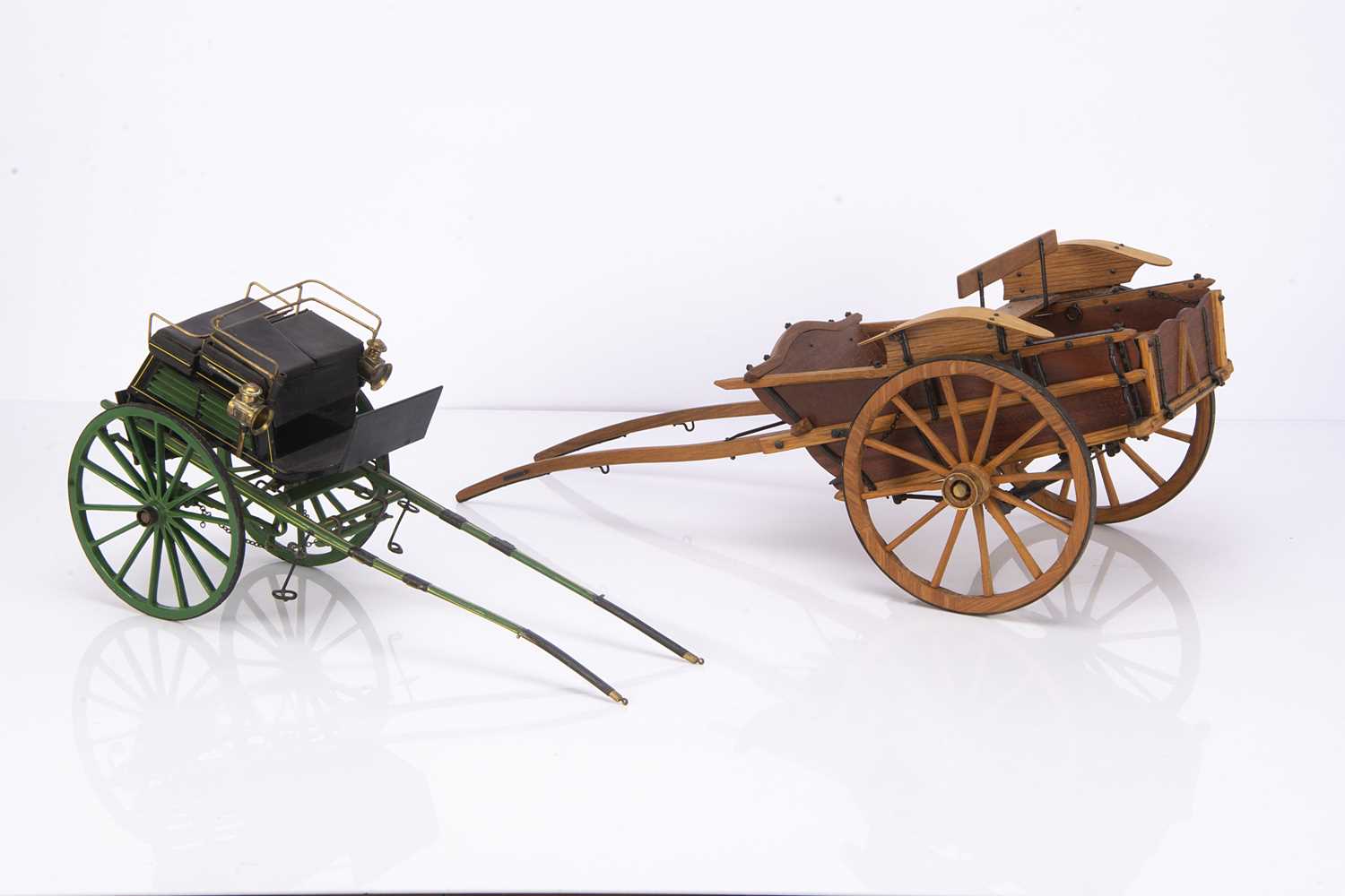 Lot 666 - Pair of large scale scratch built wooden Horse drawn Carts