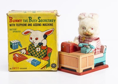 Lot 708 - A Masudaya Modern Toys (Japan) Battery-Operated Bunny The Busy Secretary