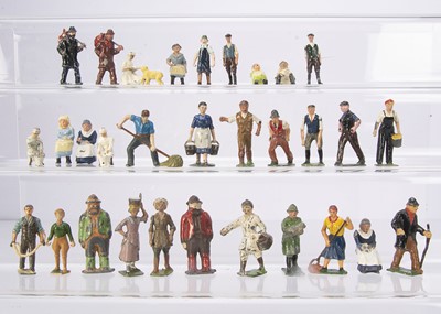 Lot 739 - A selection of lead farm and civilian figures by various makers including Britains comprising Hill Gardener in floppy hat (5)