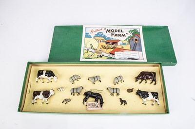 Lot 757 - Britains boxed farm set 120F with pieces still strung into box comprising cows (4)