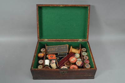 Lot 203 - 19th Century Mahogany Box With Victorian and Later Sewing and Needlework Contents