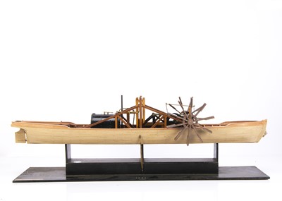 Lot 788 - An interesting historical static model of Robert Fulton's first Steam boat 1803 presented on a wooden plinth