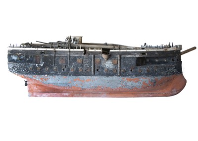 Lot 798 - A very large distressed wooden model of circa 1876 HMS Temeraire