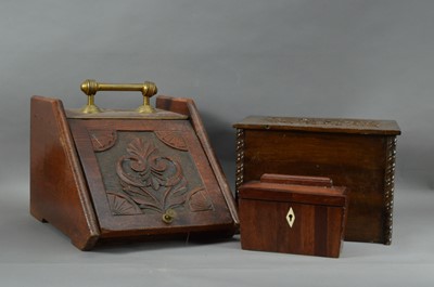 Lot 209 - A wood and brass coal scuttle