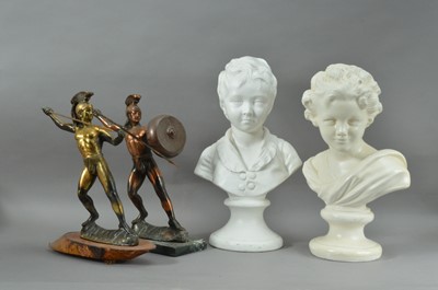 Lot 210 - Two resin busts of children