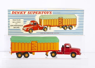 Lot 145 - A French Dinky Toys 896 Willeme Tractor & Covered Trailer