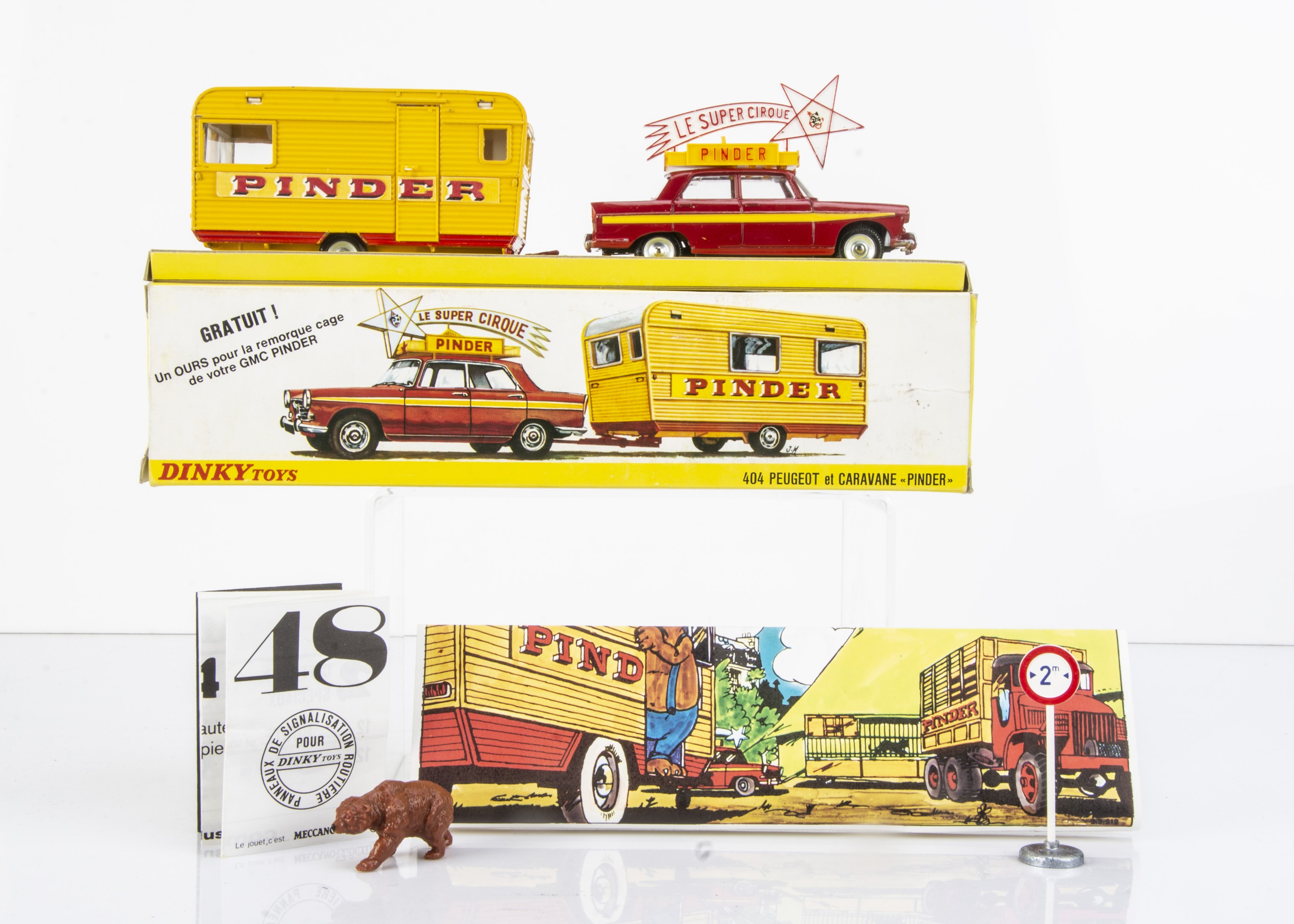 Dinky Toys 882 Peugeot 404 Pinder & Caravane - Boîte Reproduction Vide, Neuf