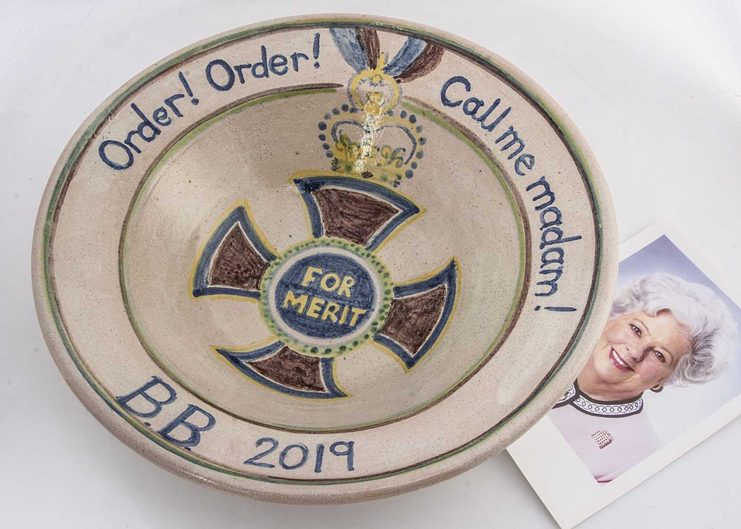 Lot 41 - A contemporary pottery commemorative OM bowl for Betty Boothroyd