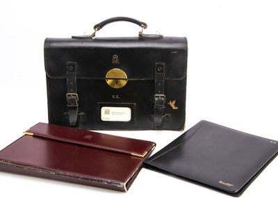 Lot 44 - A black leather satchel briefcase