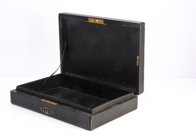 Lot 45 - A black leather House of Commons dispatch box with gilt tooling bearing cypher for Elizabeth II and Betty Boothroyd