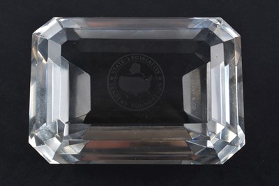 Lot 49 - A Tiffany & Co crystal glass paperweight in the form of an emerald cut gemstone