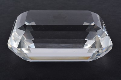 Lot 49 - A Tiffany & Co crystal glass paperweight in the form of an emerald cut gemstone