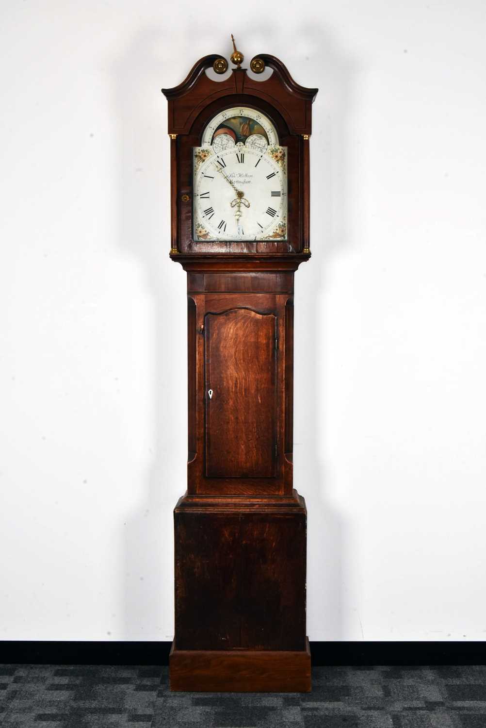 Lot 230 - A 19th century and later moonface oak cased longcased clock