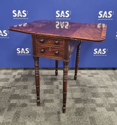 Lot 118 - A Victorian mahogany and rosewood crossbanded work table/Pembroke table