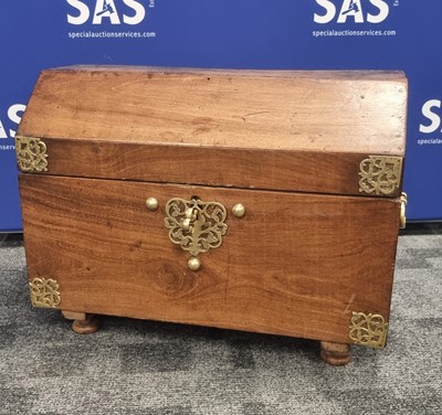 Lot 122 - A 19th century hardwood Middle Eastern domed top casket