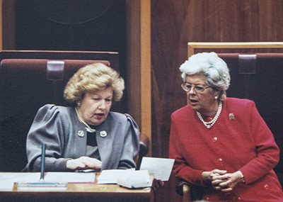 Lot 140 - Baroness Boothroyd A much loved red jersey jacket and skirt