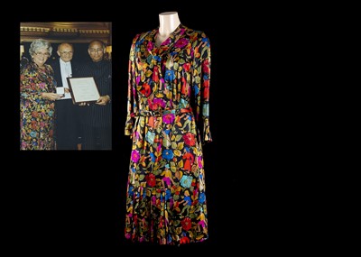 Lot 142 - A silk brightly coloured, hand made cocktail dress