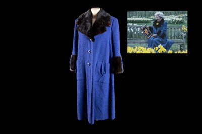 Lot 148 - A Lachasse London long blue wool mix with mink fur collar and cuffs