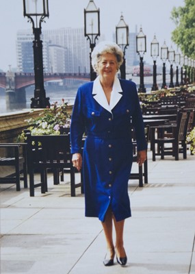 Lot 149 - A Hucke blue and white cotton day dress