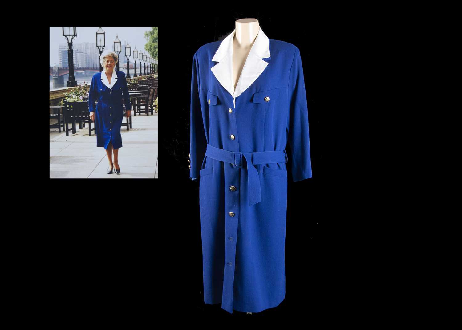 Lot 149 - A Hucke blue and white cotton day dress