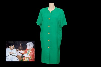 Lot 151 - A green and gilt metal buttoned day dress