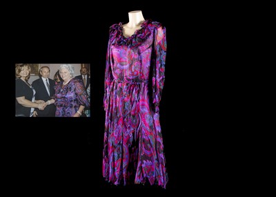 Lot 155 - A Lachasse London silk  red and purple cocktail dress