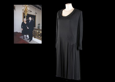 Lot 158 - A Lachasse London cotton mix and silk black evening dress