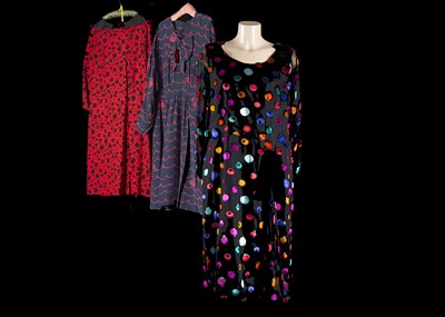 Lot 161 - A Trio of dresses worn by her Ladyship on an 'Official Visit of the Speaker of the House of Commons of the British Parliament Betty Boothroyd in Slovak Republic September 15-18 1996