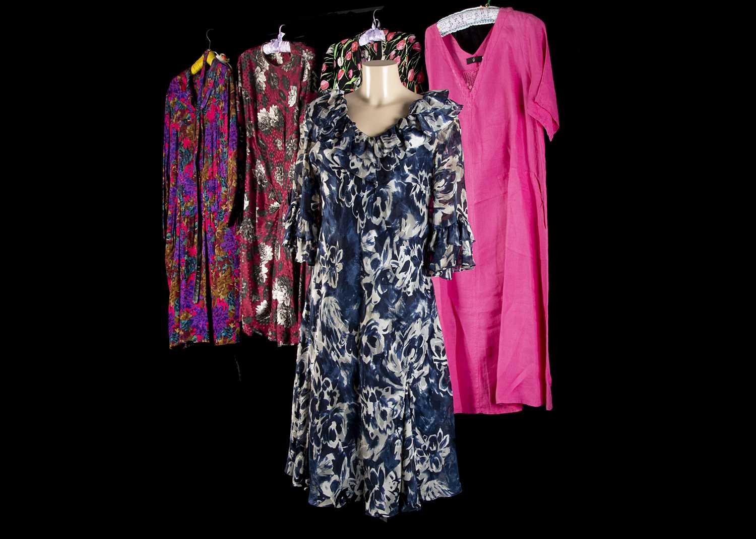 Lot 168 - Thirteen silk, cotton, linen and mixed fabric day/cocktail dresses