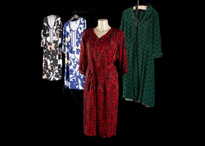 Lot 168 - Thirteen silk, cotton, linen and mixed fabric day/cocktail dresses