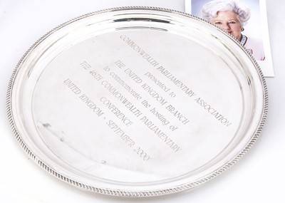 Lot 184 - A silver plated commemorative salver