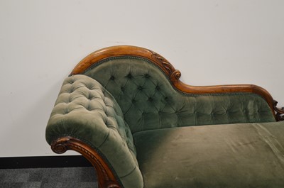 Lot 24 - A Victorian walnut framed Chaise lounge