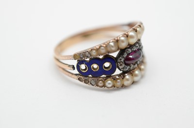 Lot 5 - A 19th century enamel and gem set dress ring
