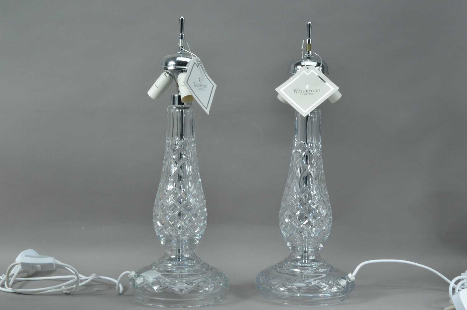 Lot 248 - A pair of modern Waterford Crystal glass lamps