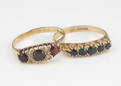Lot 82 - Two 9ct gold gem set dress rings