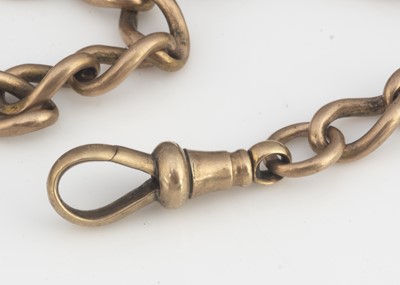 Lot 84 - An Edwardian yellow metal (marked 15) curb link watch chain