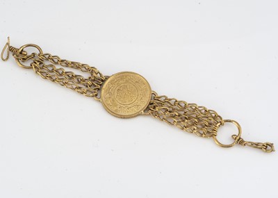 Lot 90 - A Middle Eastern high carat gold coin bracelet