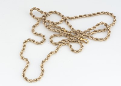 Lot 95 - A long 9ct gold rope twist chain