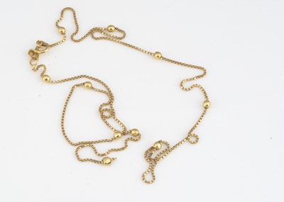Lot 126 - An 18ct gold bead and box link necklace