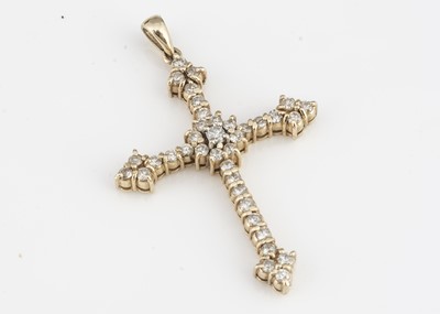Lot 148 - A 9ct gold and diamond set cross pendant